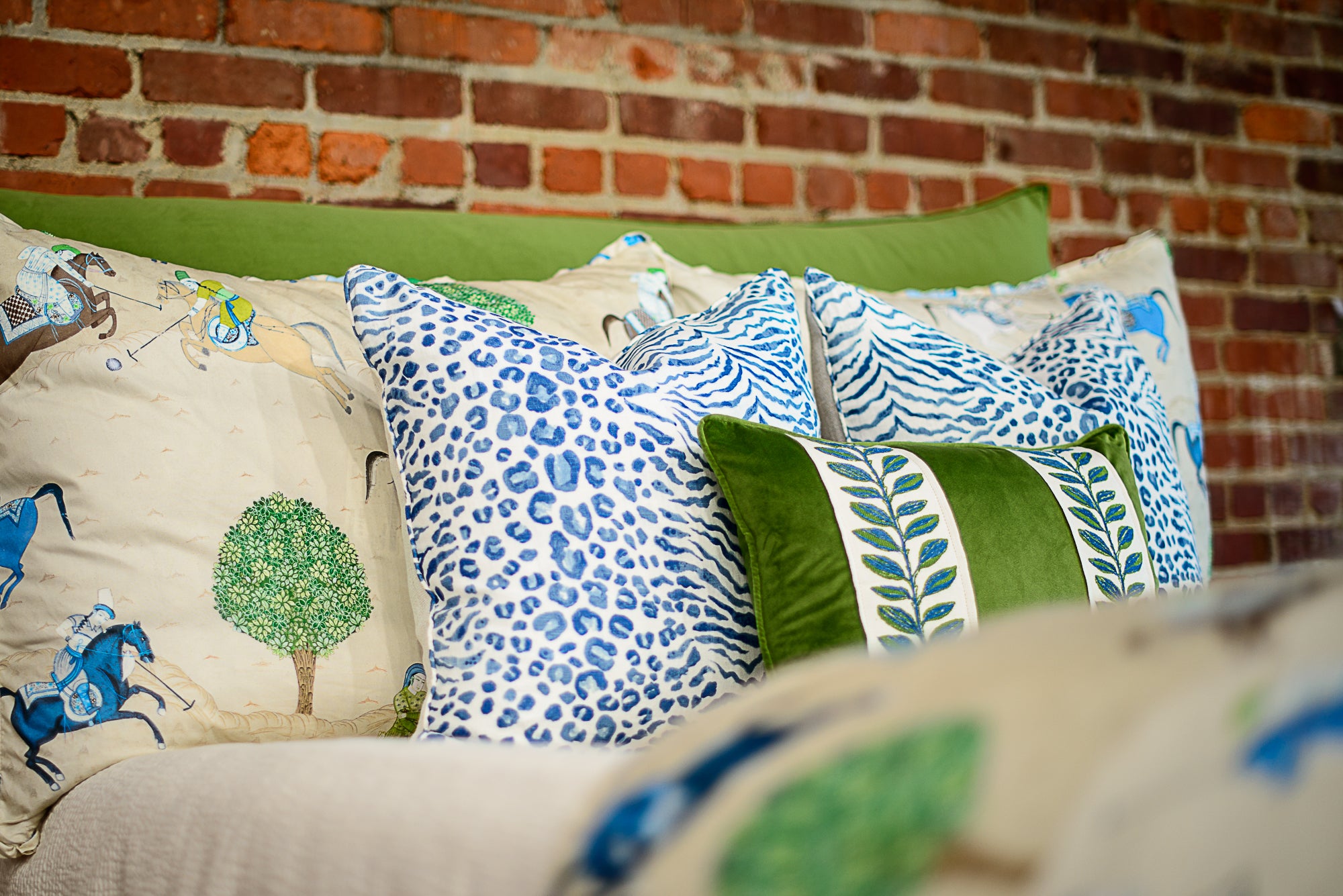 Polo Players in Blue and Green Collection