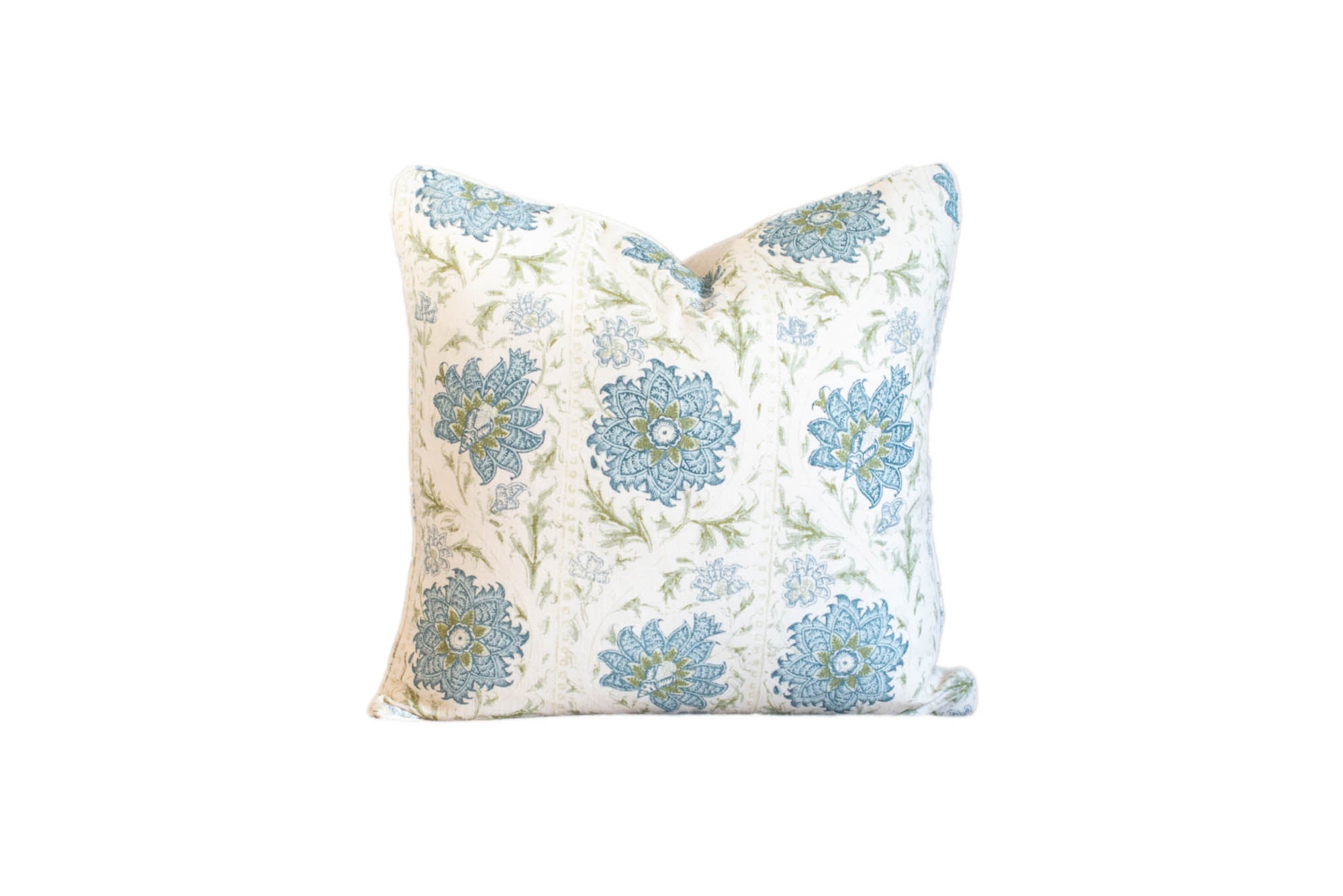 Blue and Green Vine Throw Pillow