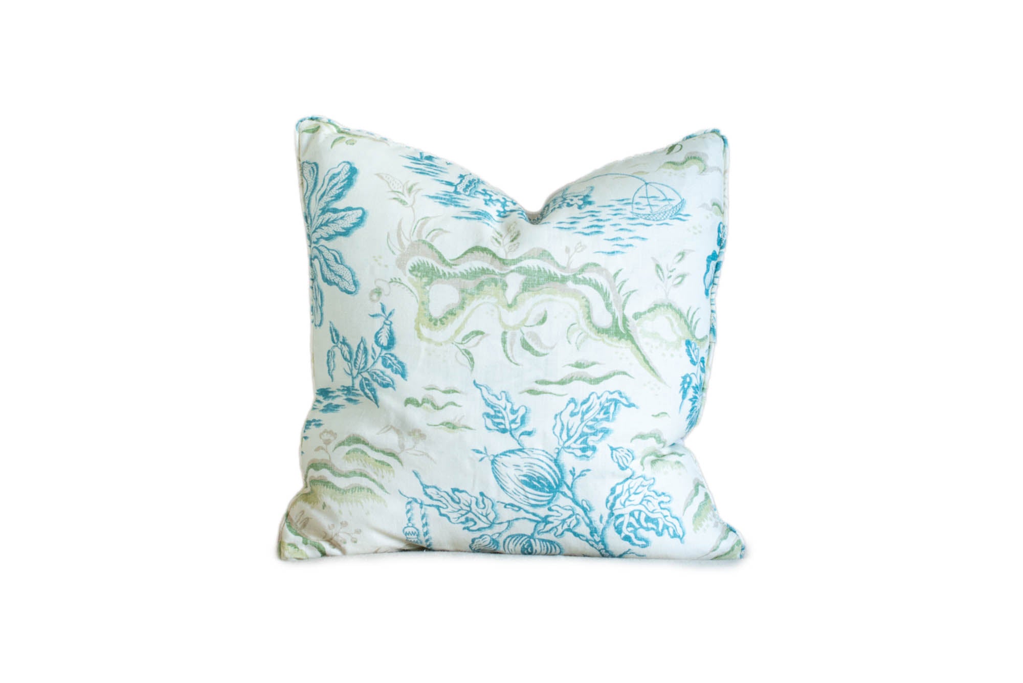 Blue and Green Palms Throw Pillow