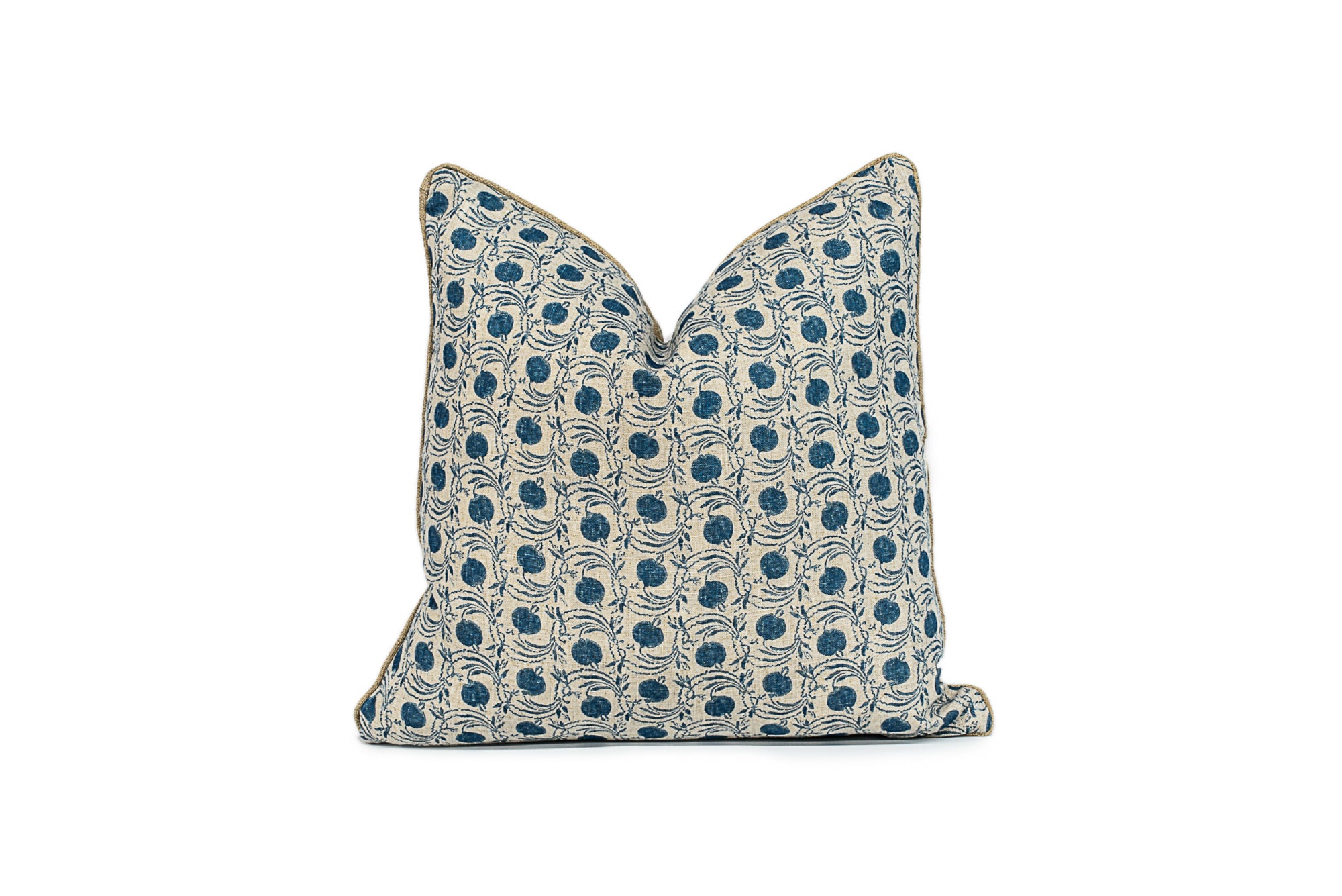Linen Blue Small Print Throw Pillow