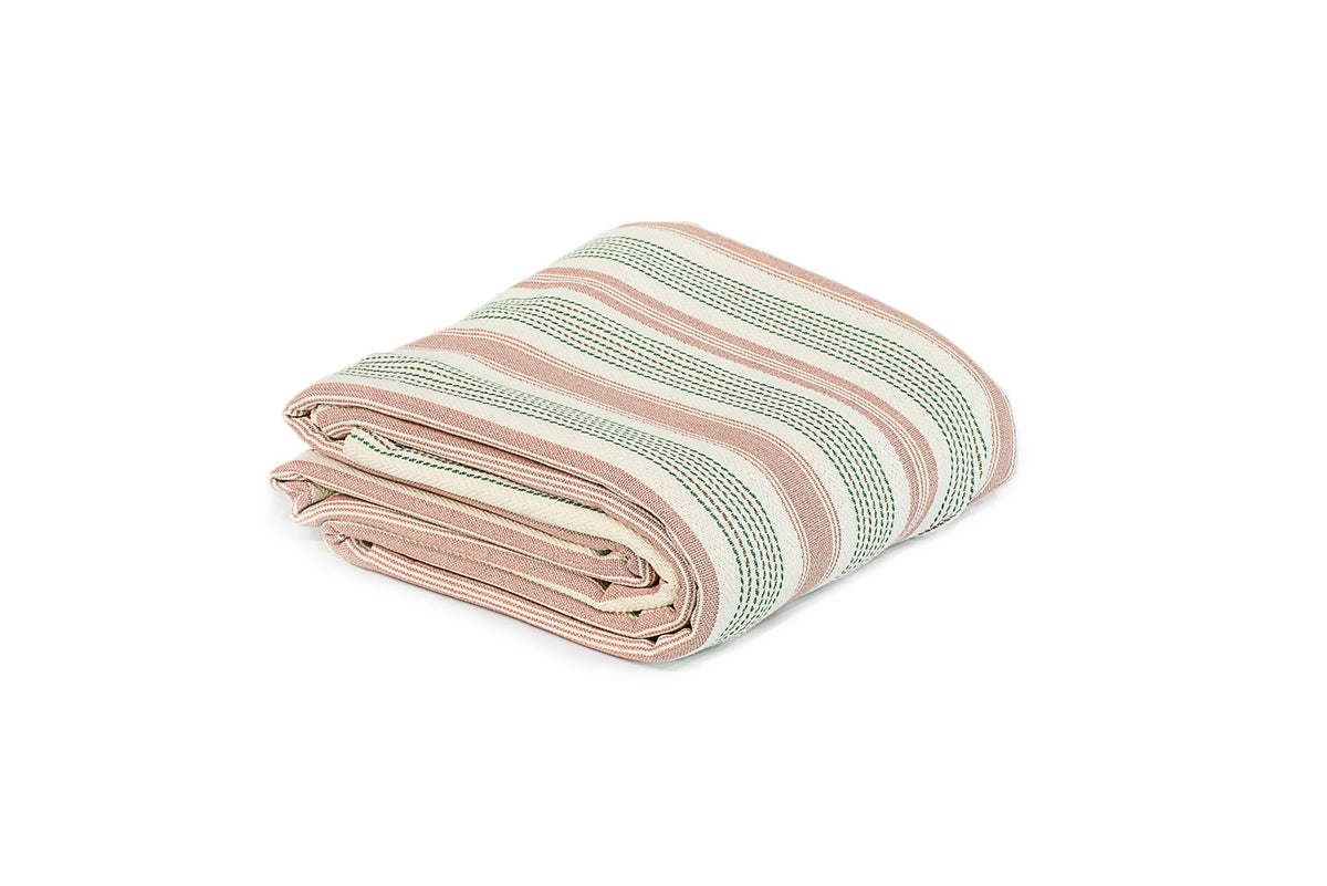Coverlet Pink and Green Stripe F321 25 Mackenzie Lane