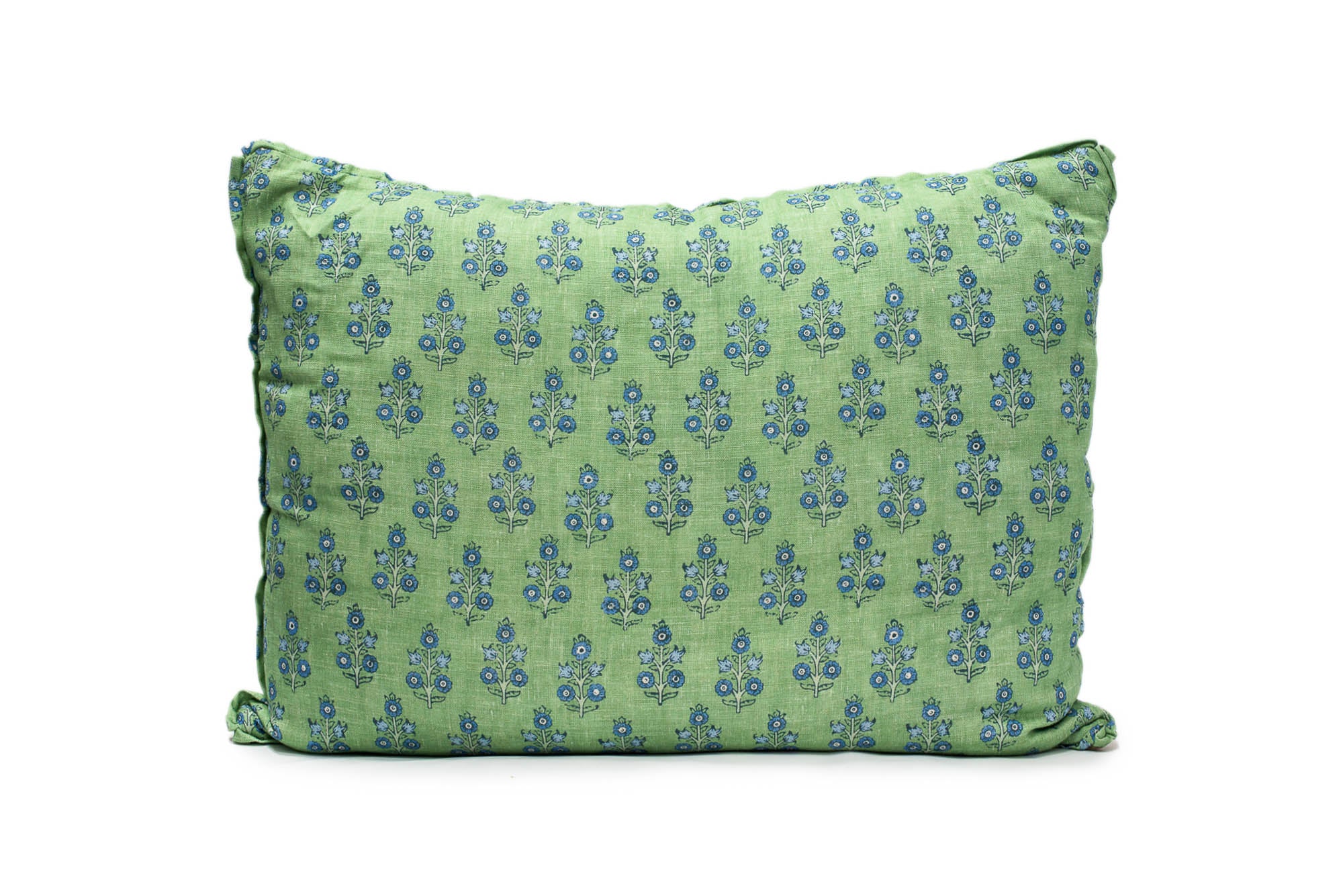 Green with Blue Flowers King Euro
