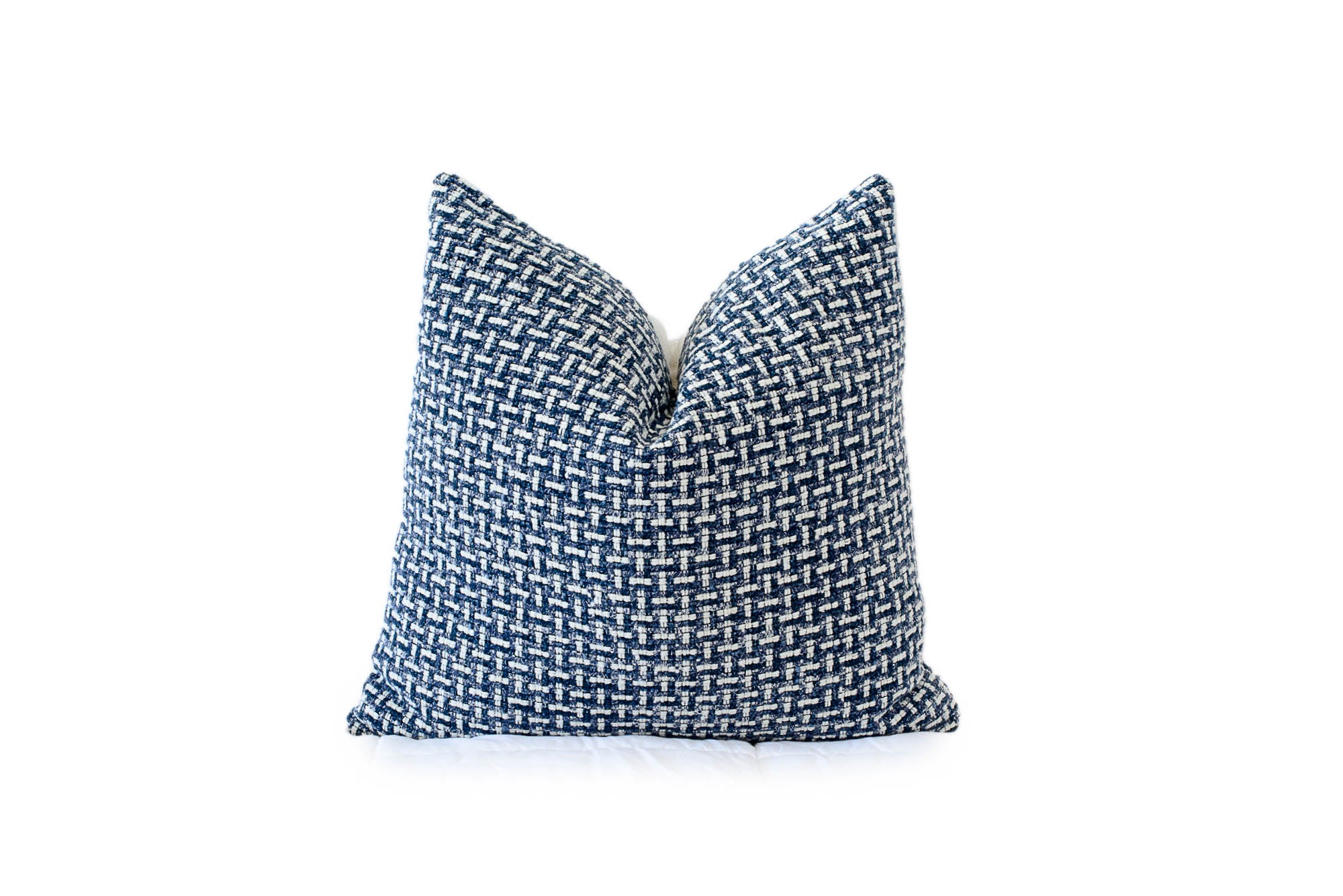 Textured Navy and White Pillow