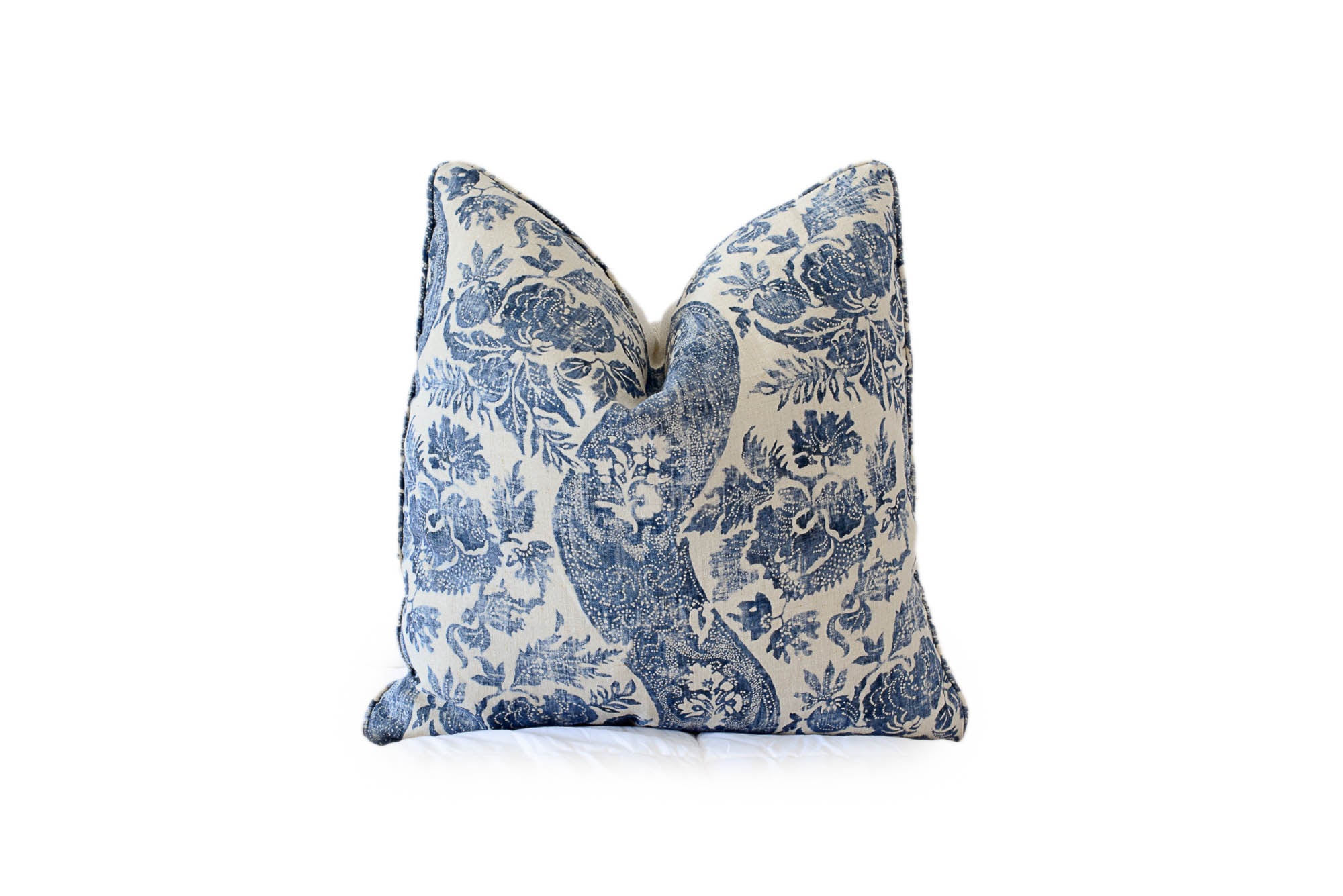 Indigo Linen Print Pillow