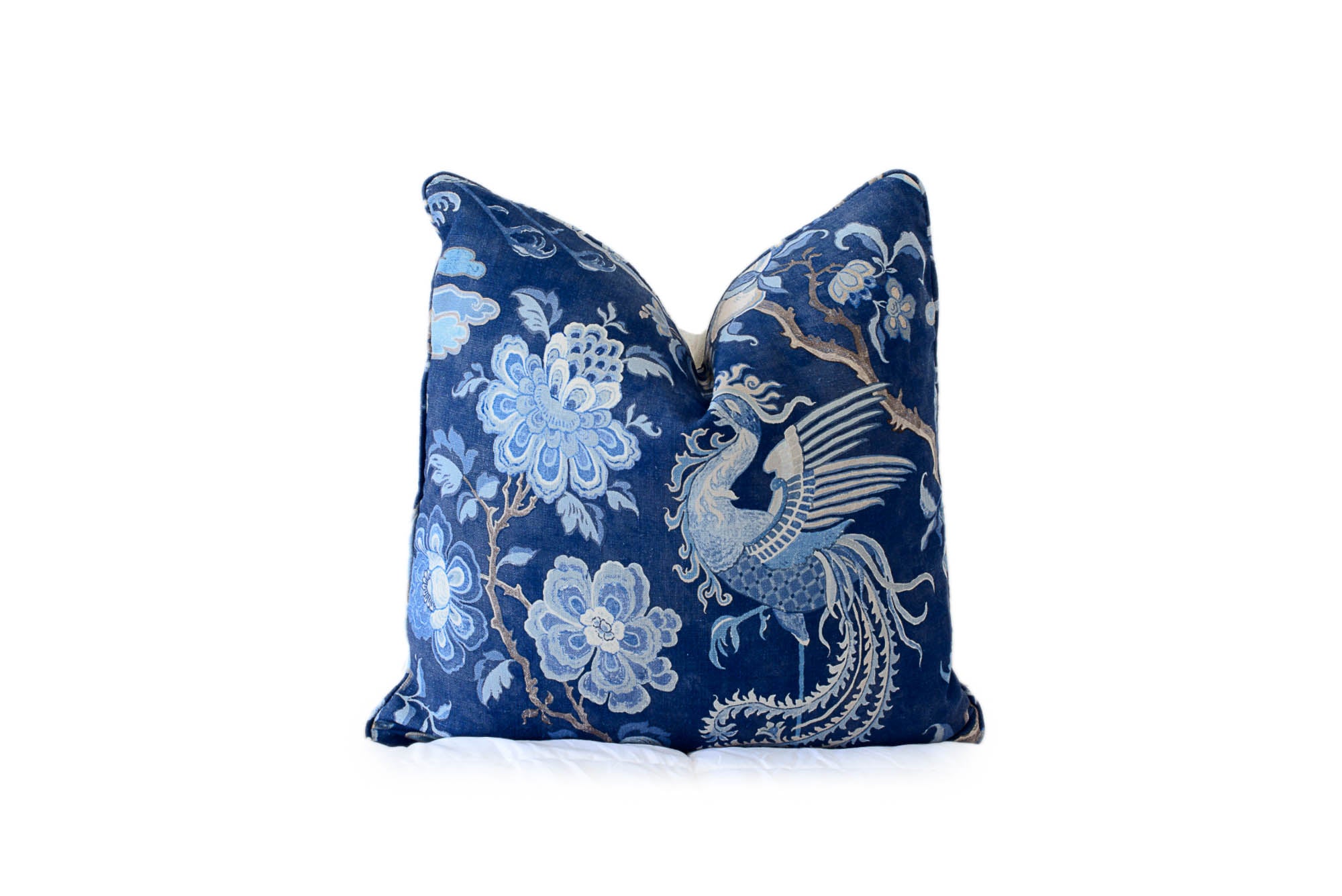 Navy Floral Throw Pillow