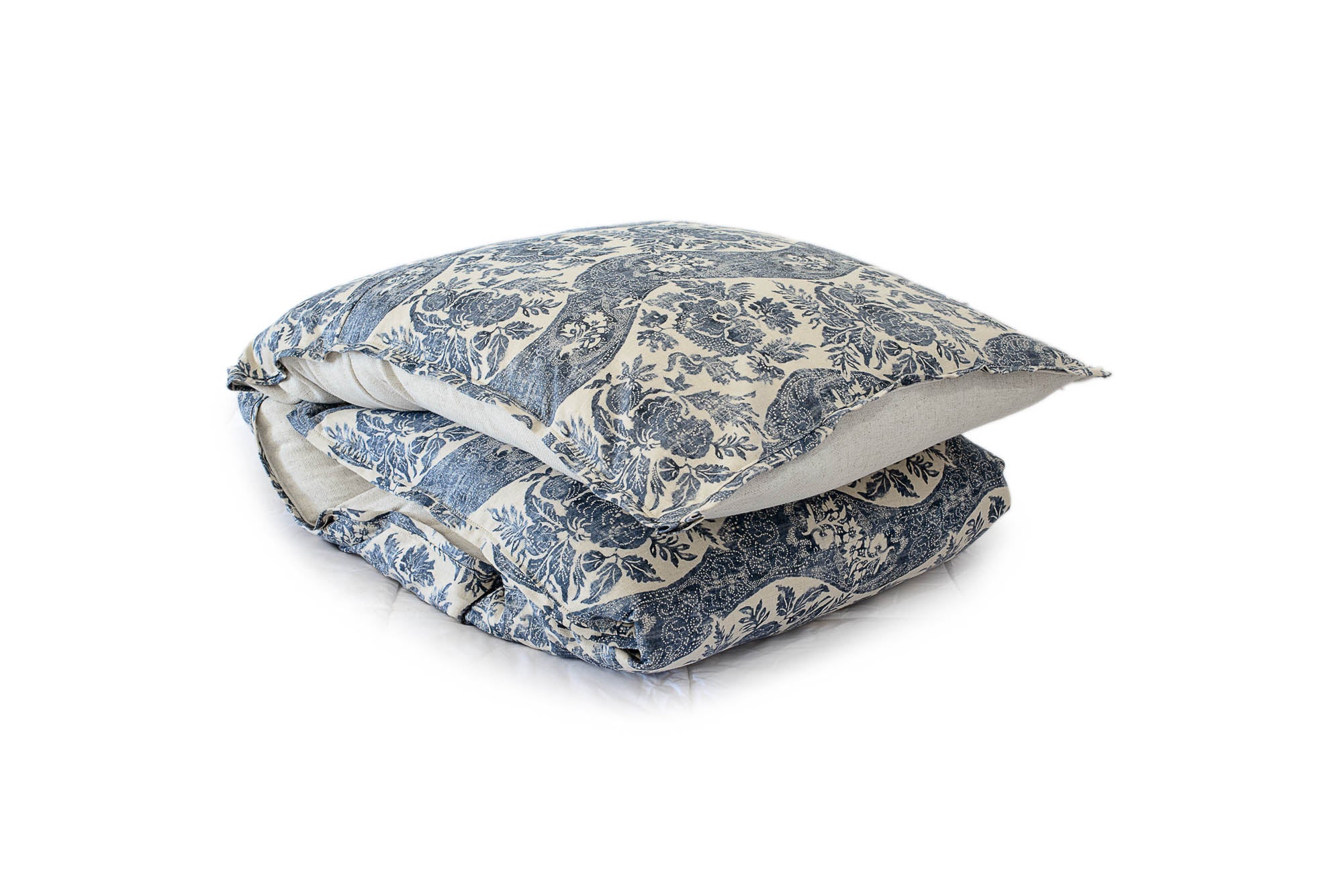 Petite Duvet in Indigo Linen Print