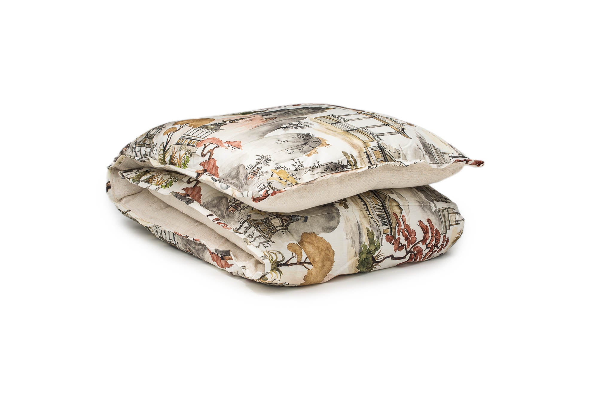 Brown Chinoiserie Print Petite Duvet