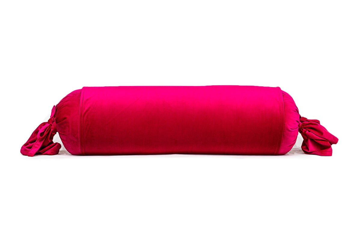 Hot Pink Velvet Bolster With Ties F92 25 Mackenzie Lane