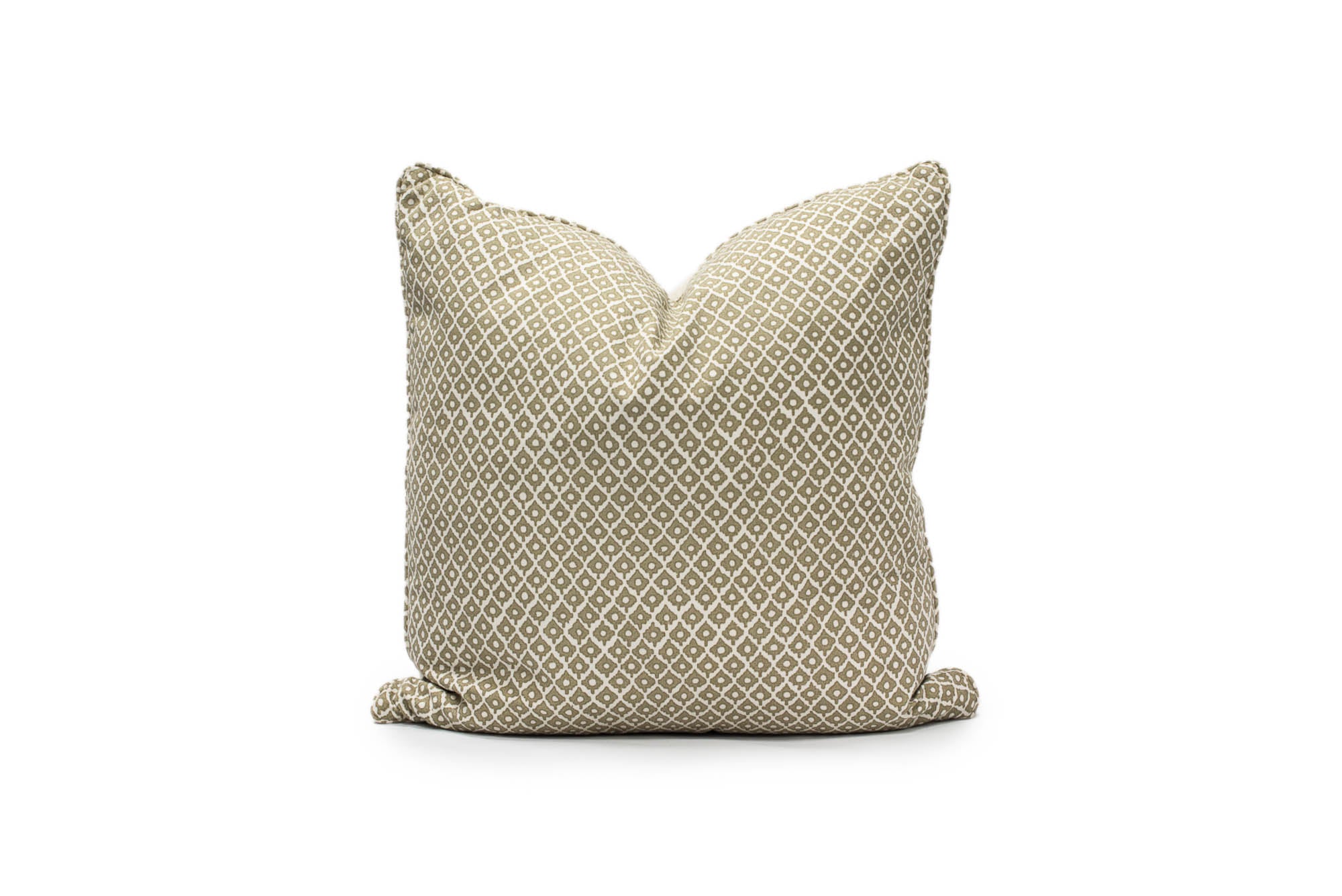 Taupe Linen Small Print Throw Pillow