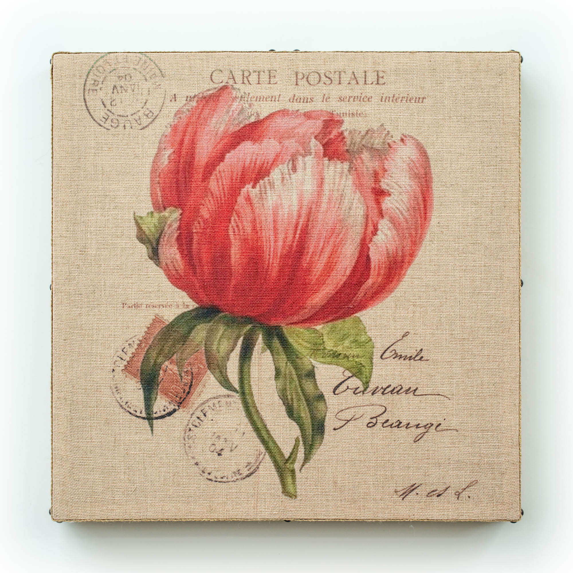 Single Layer Art on Linen Postal Peony