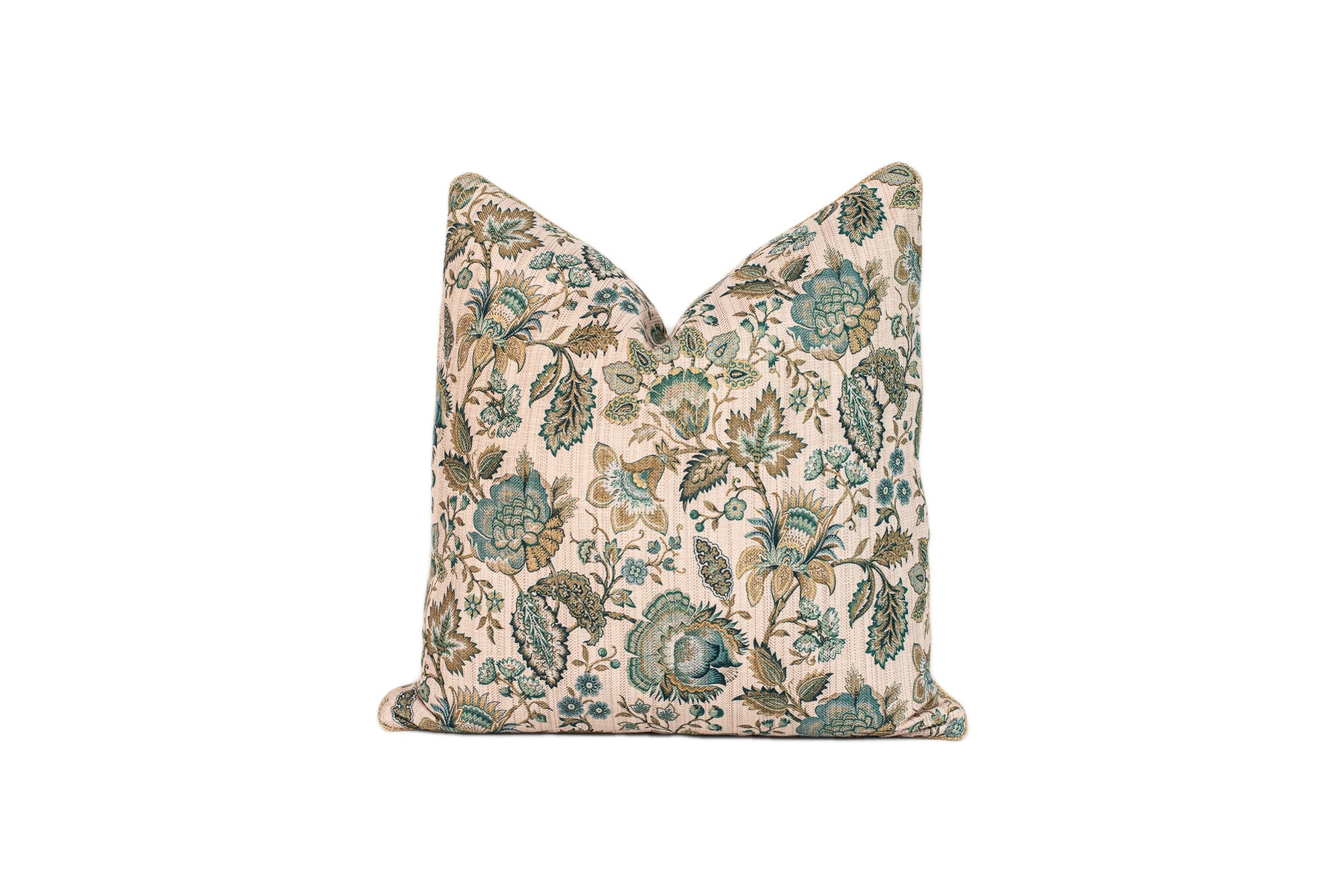Green and Gold Floral Pillow F280