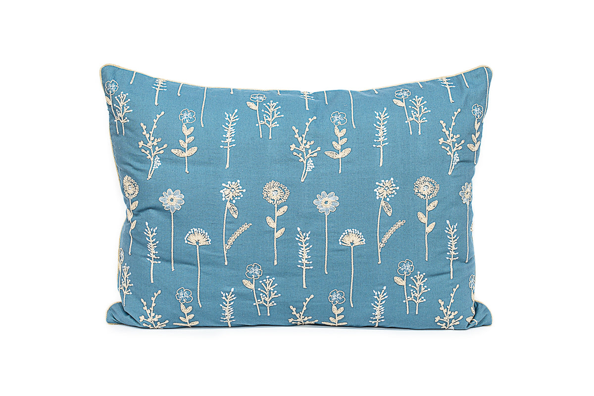 Blue Embroidered King Euro