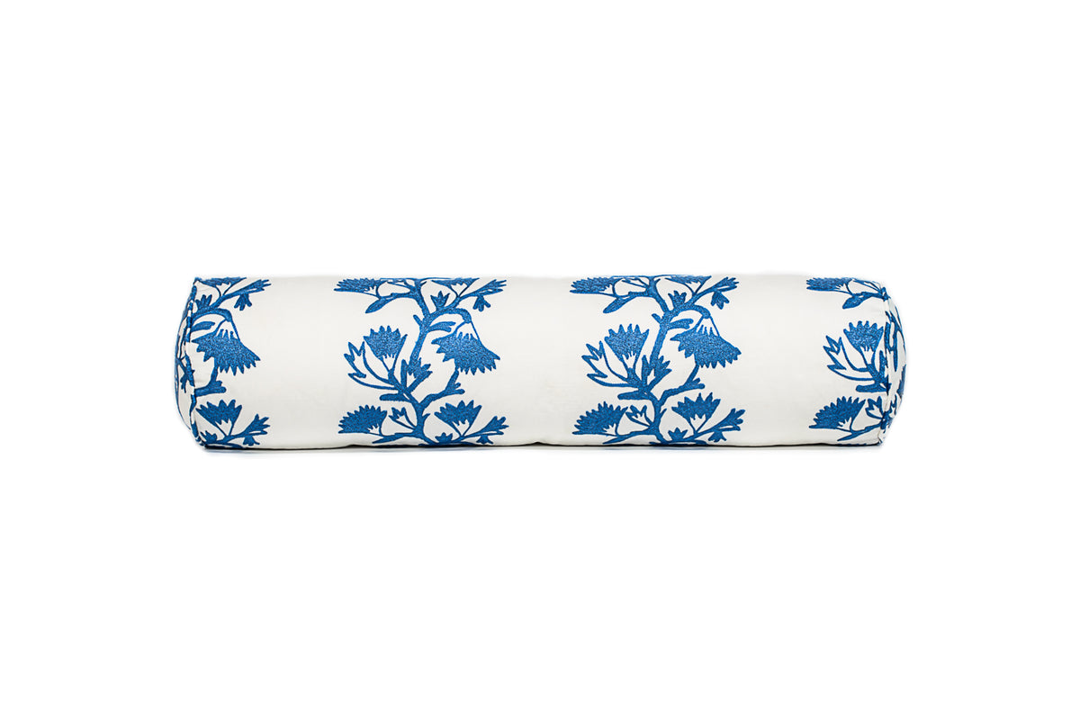 Embroidered Bolster with Piping F331 25 Mackenzie Lane