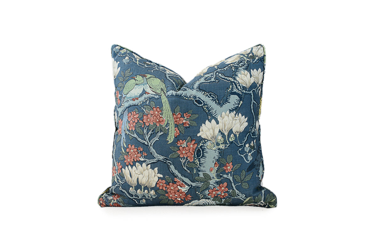 Blue Floral Print Pillow