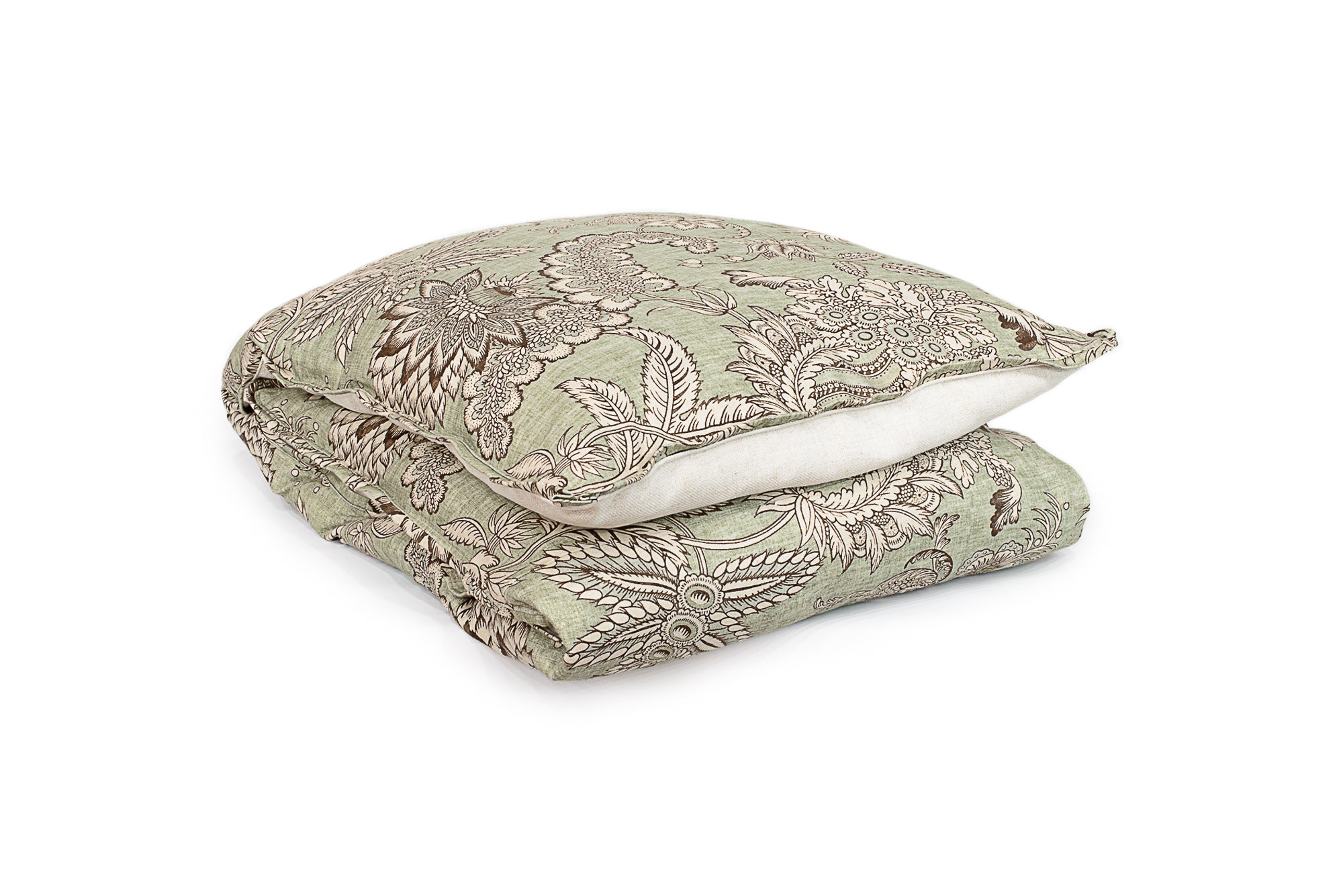 Brown and Green Floral King Euro