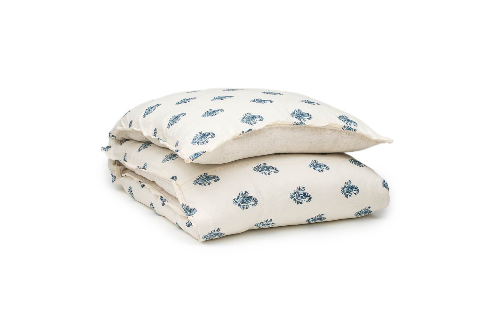 Linen Navy Paisley King Euro