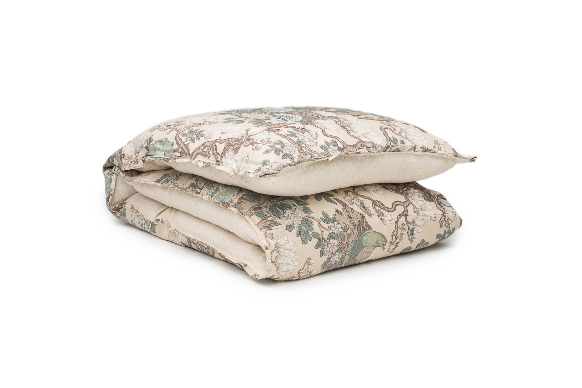Birds and Flowers in Neutrals and Green