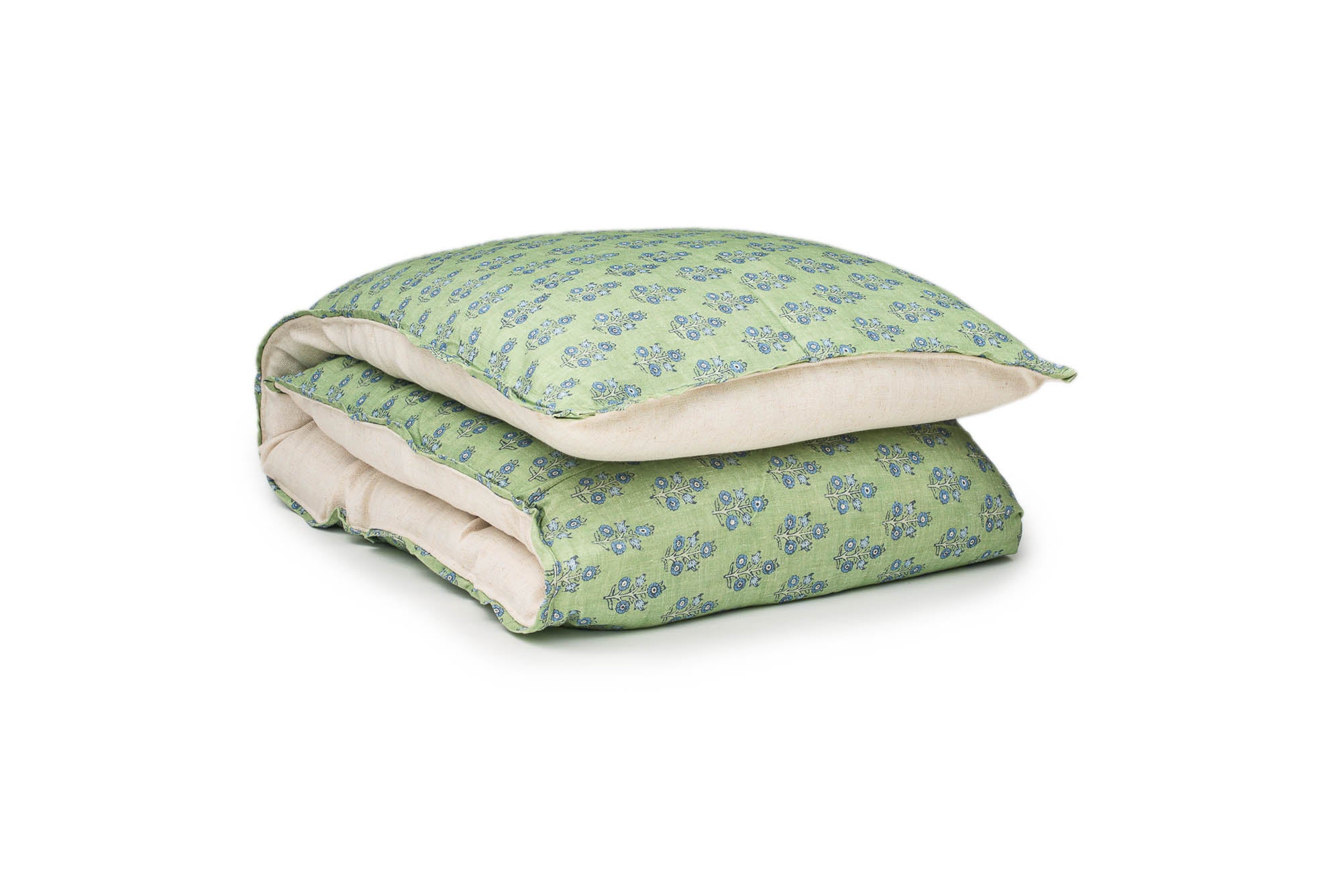Green with Blue Flowers