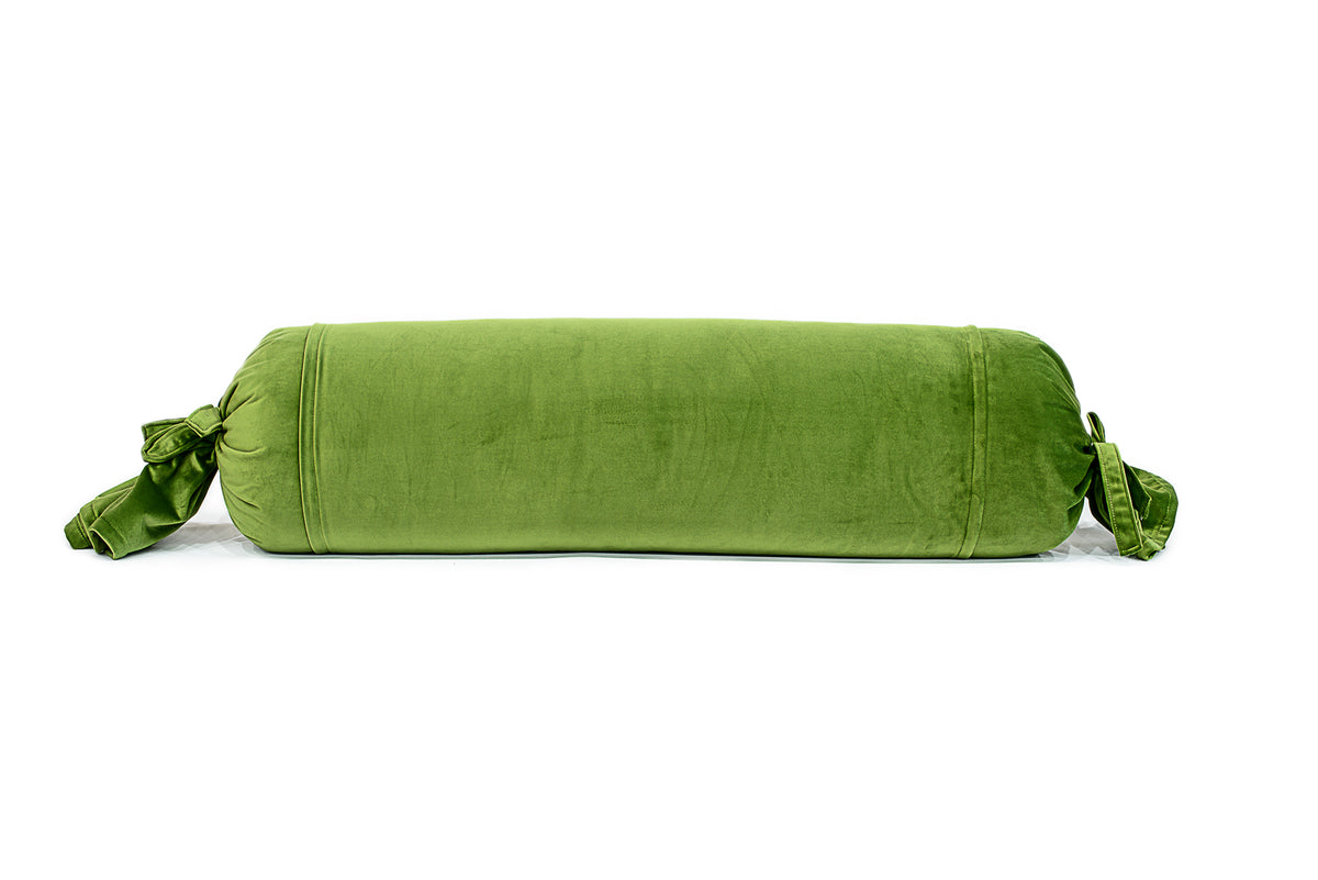 Green Velvet Bolster With Ties F88 25 Mackenzie Lane