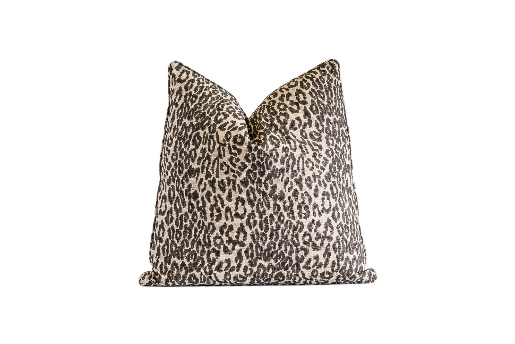 Taupe Velvet Animal Print and Embroidered Pillow