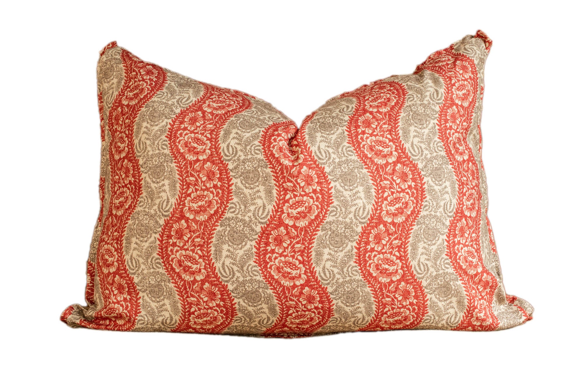 King Euro Pillow Red and Taupe French Floral