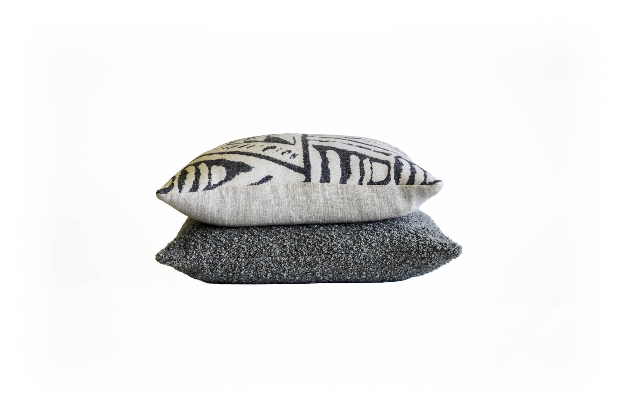 Wool Patterned Textural Pillow Gray and White