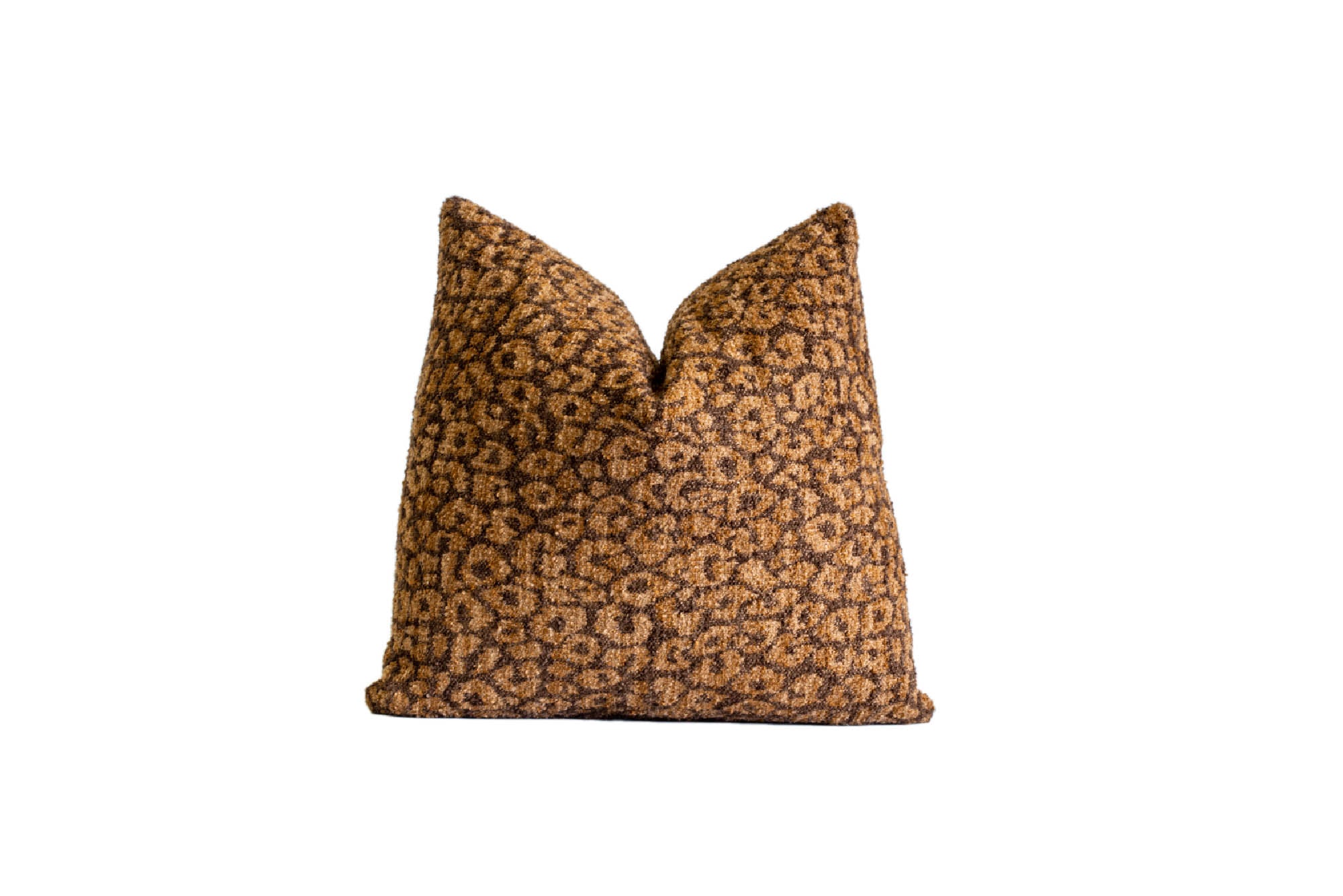 Wool Boucle Textural Pillow Brown Animal Print