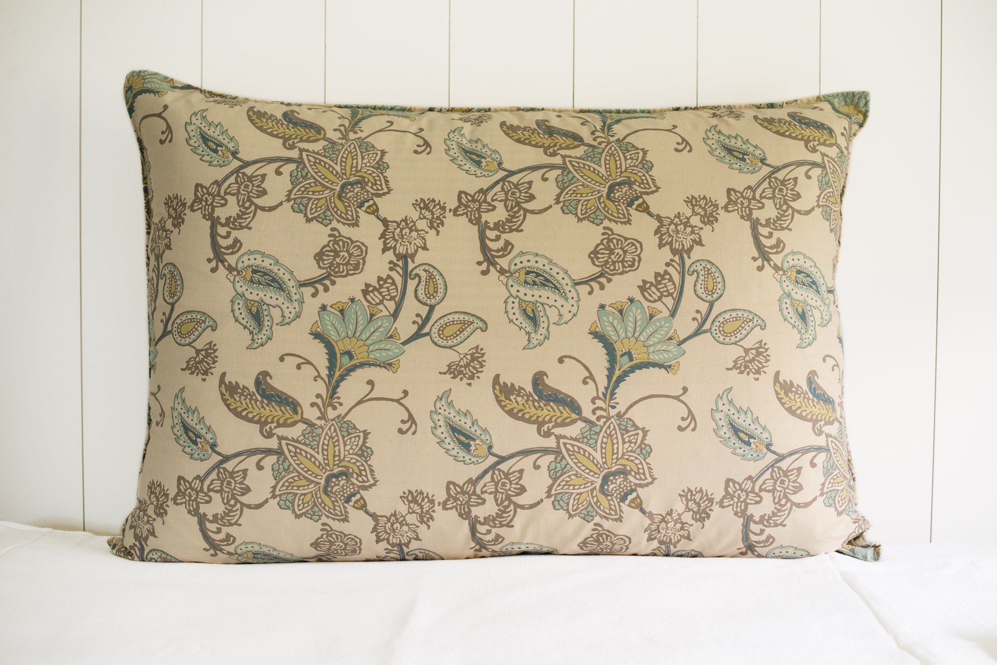 Taupe and Spa Floral Headboard Pillow